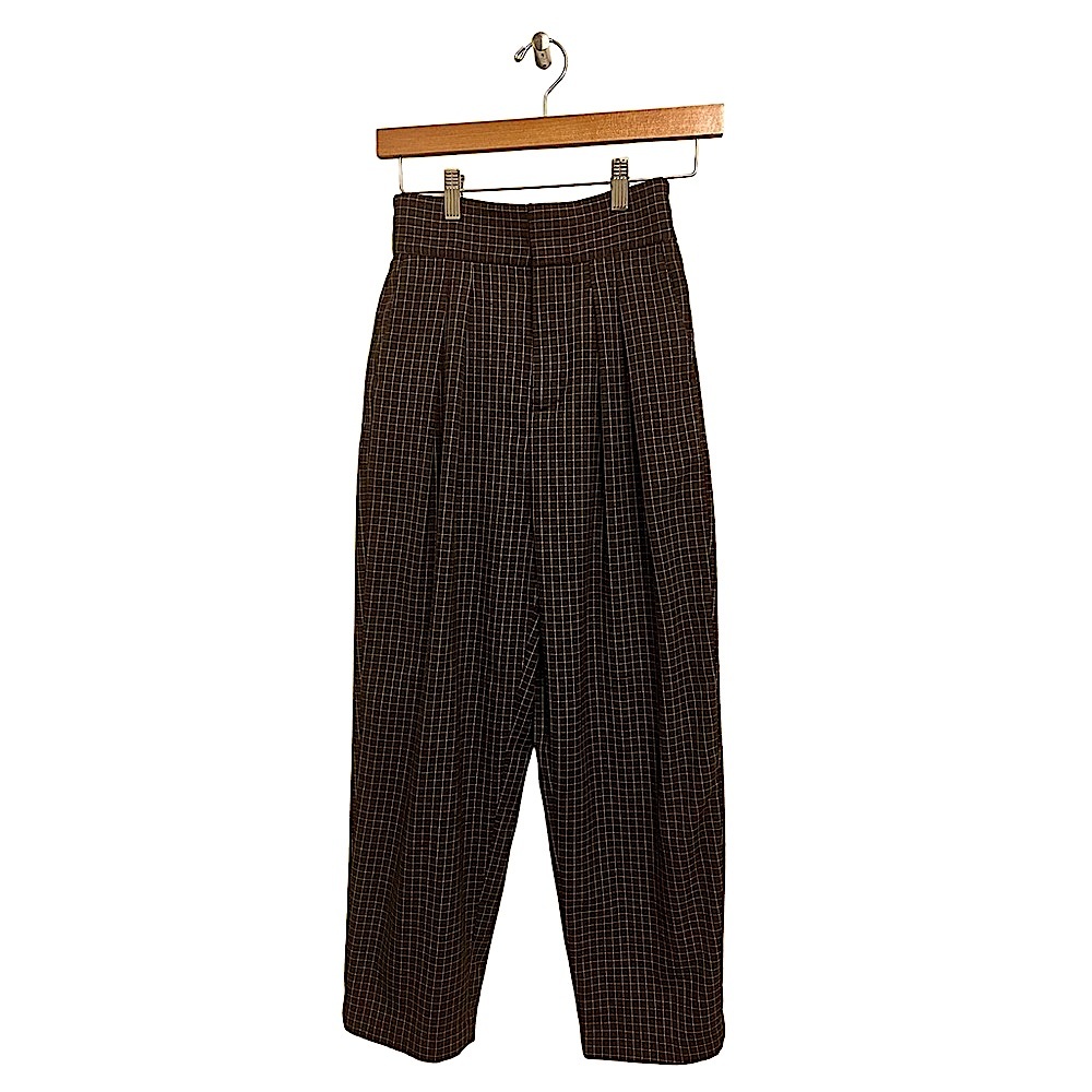 🍯 UO Plaid Purple Pleated Trousers • high-waisted • cropped • purple multi